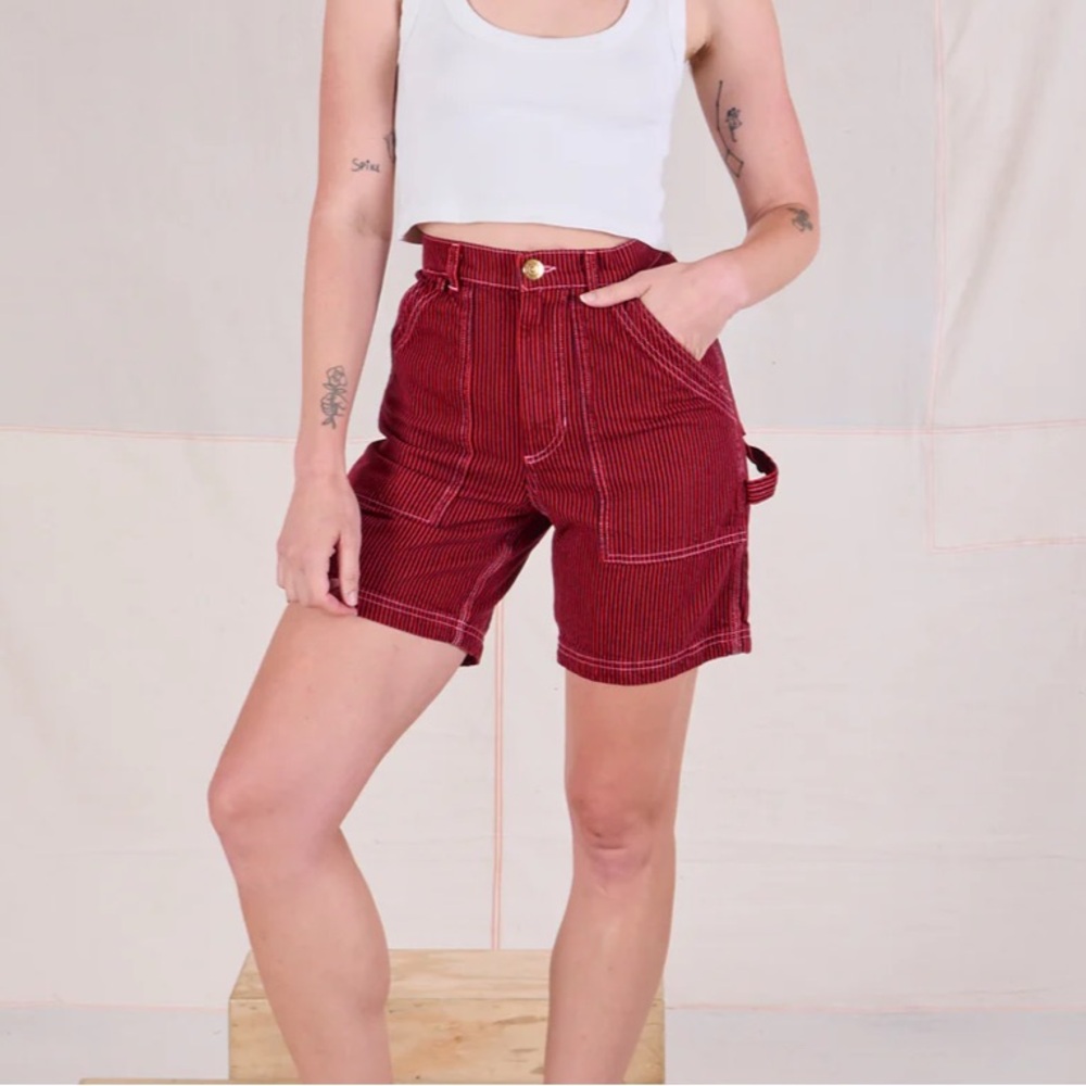 Big Bud Press Red Striped Carpenter Shorts
